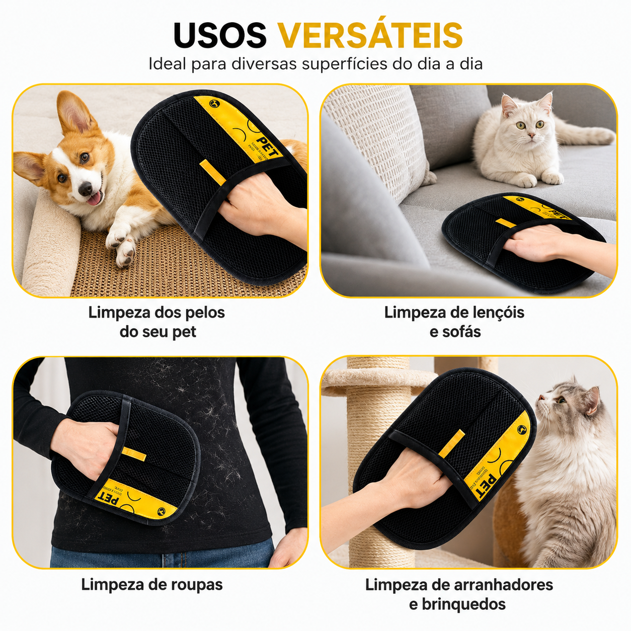 Luva Removedora de Pelos 2 em 1 para Pets