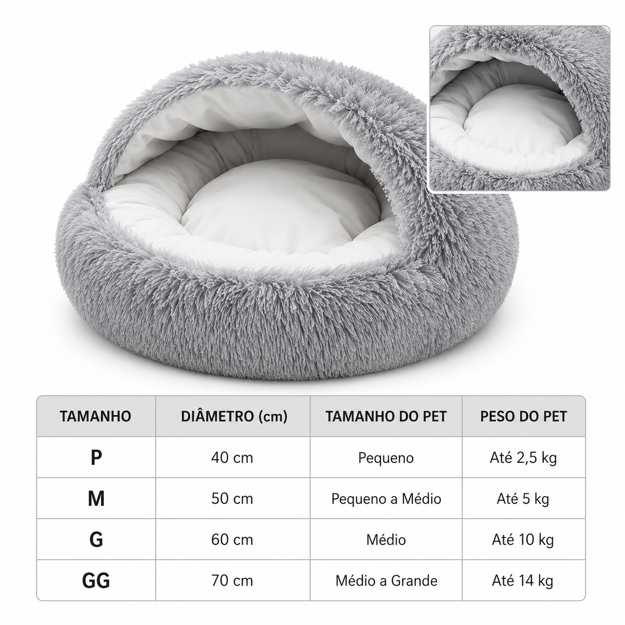 Cama Casinha de Pelúcia para Cães e Gatos