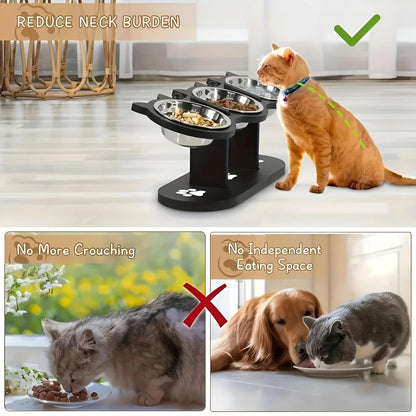 Comedouro Elevado de Inox para Cães e Gatos