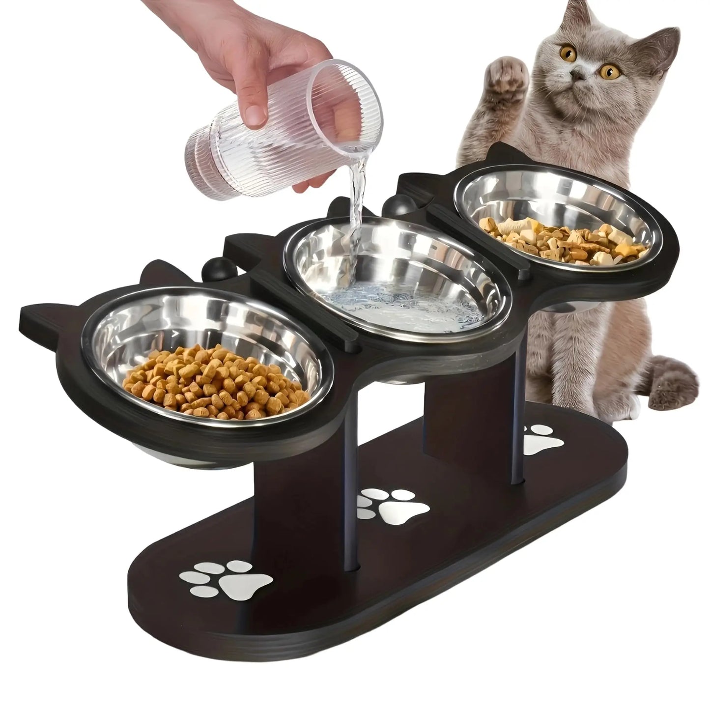 Comedouro Elevado de Inox para Cães e Gatos