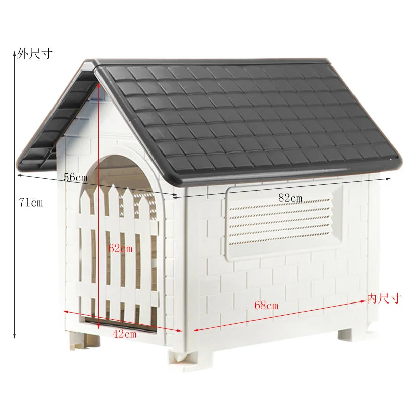 Casinha Plástica Impermeável para Cães- Teto Removível