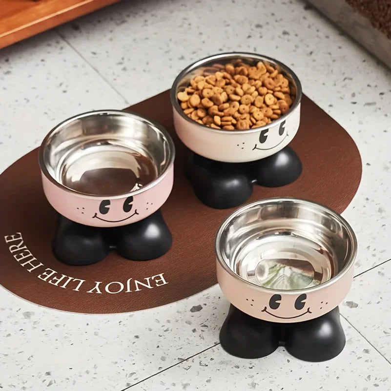 Comedouro Elevado de Inox Divertido para Cães e Gatos