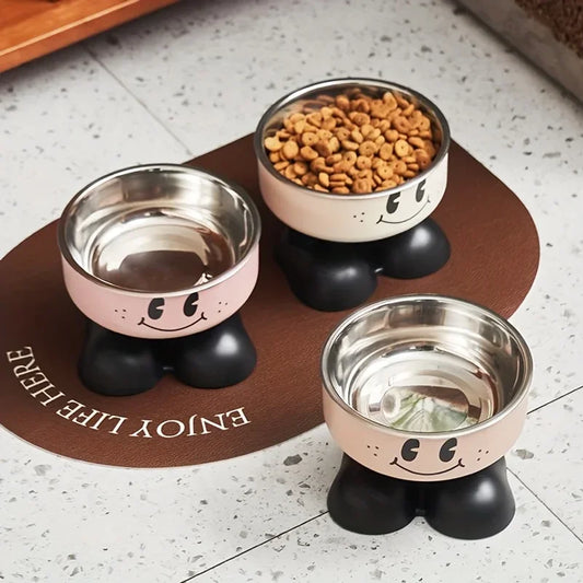 Comedouro Elevado de Inox Divertido para Cães e Gatos