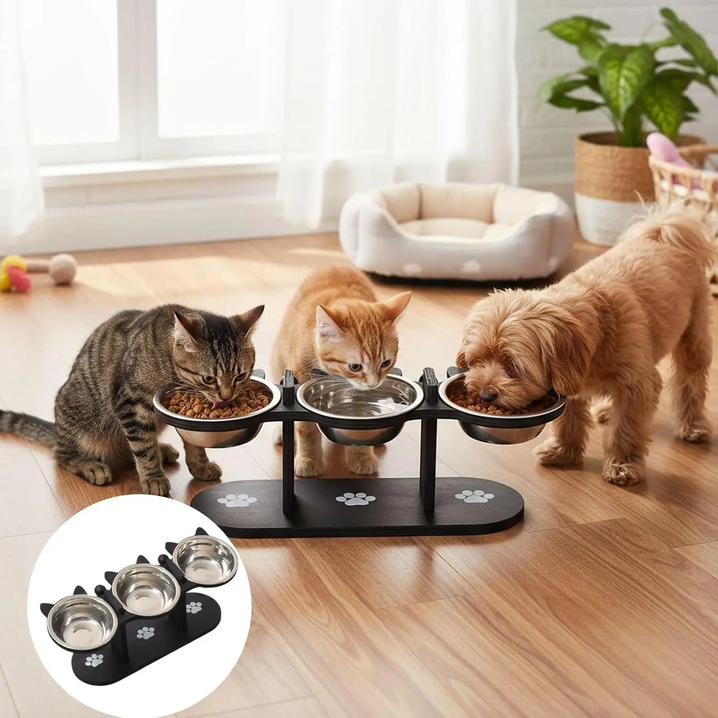 Comedouro Elevado de Inox para Cães e Gatos