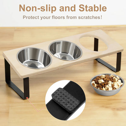 Comedouro Elevado com 3 Tigelas de Inox para Cães e Gatos