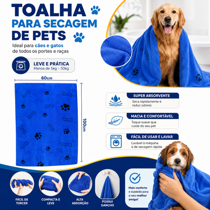 Toalha de Secagem em Microfibra para Pets