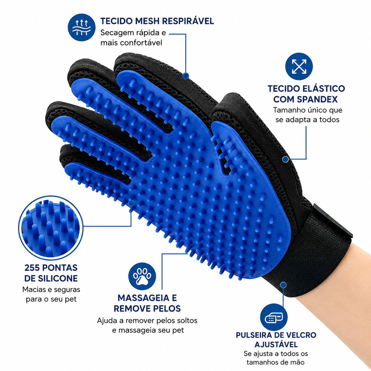 Luva de Silicone para Higiene e Escovação